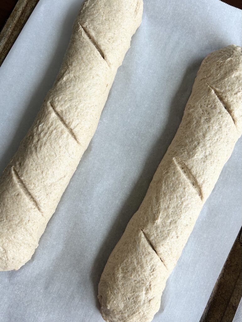 french bread loaves before second rise