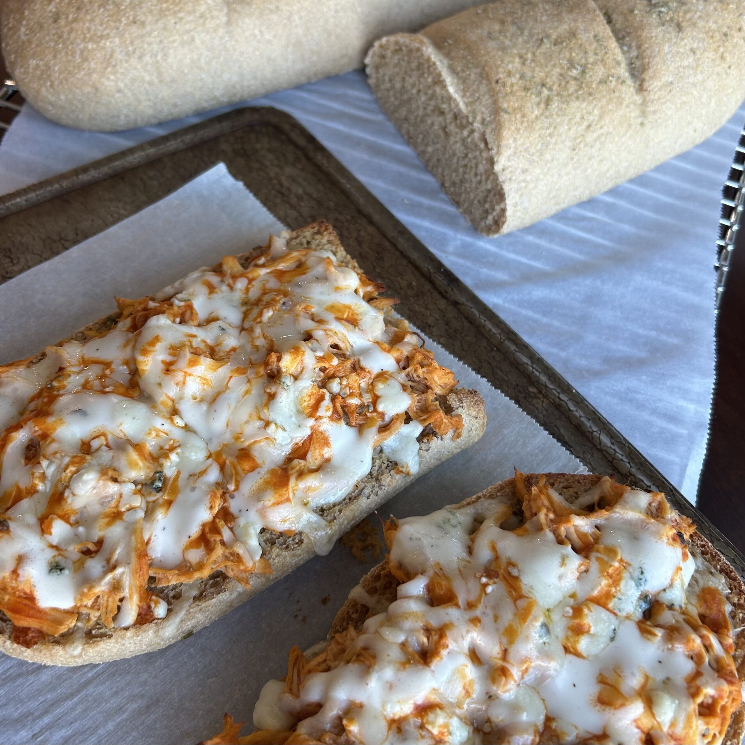 buffalo chicken open-faced sandwich