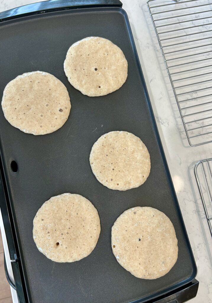 Pancakes on a griddle