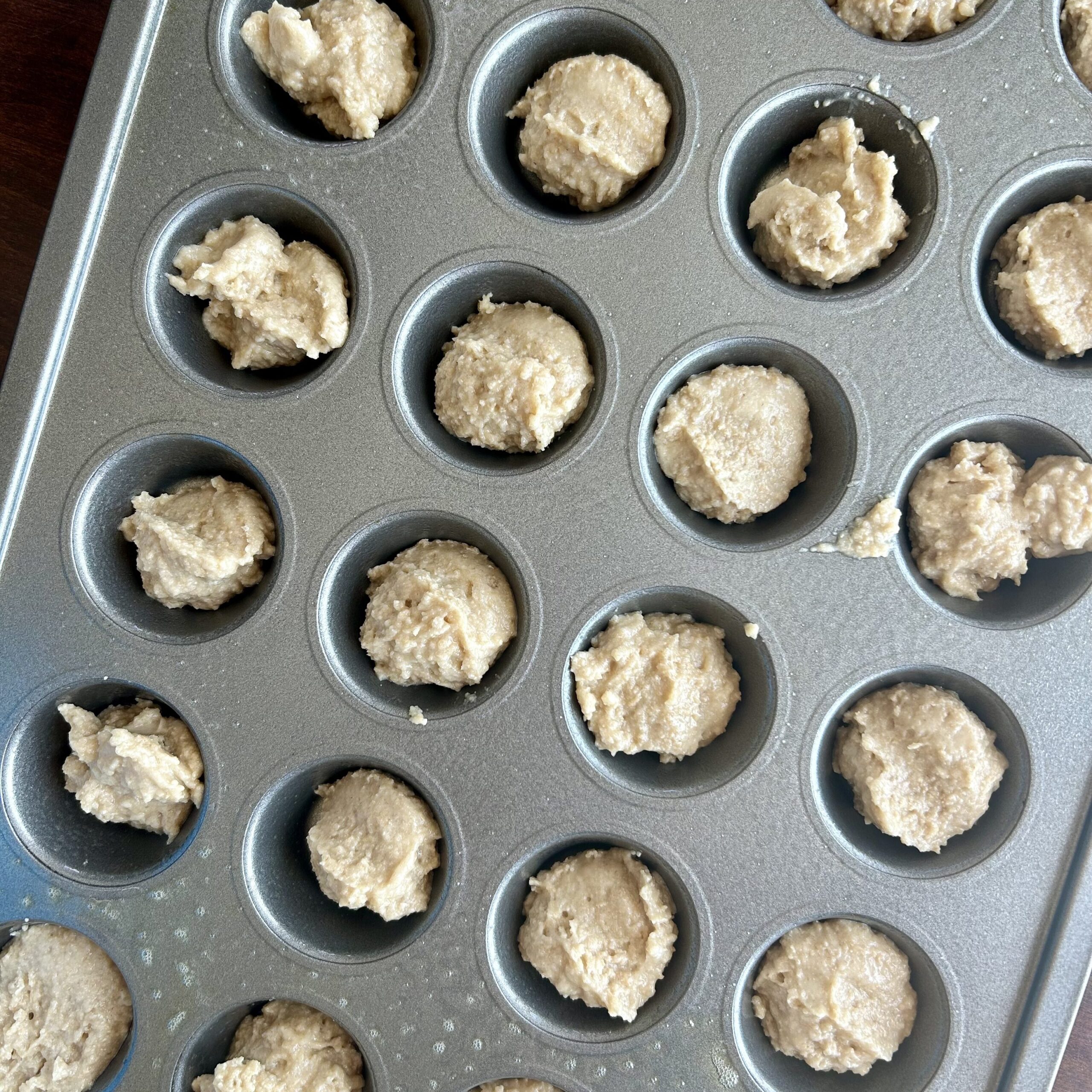batter in muffin pan, ready to bake