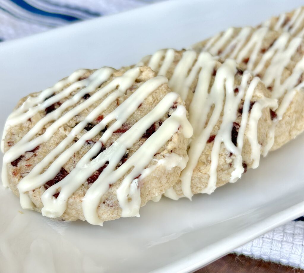 refrigerator roll cookies with cranberries and almonds