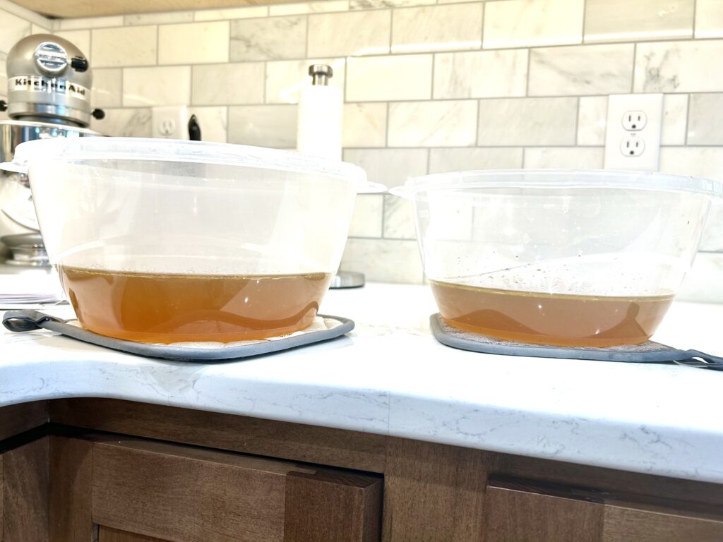 chicken broth in containers