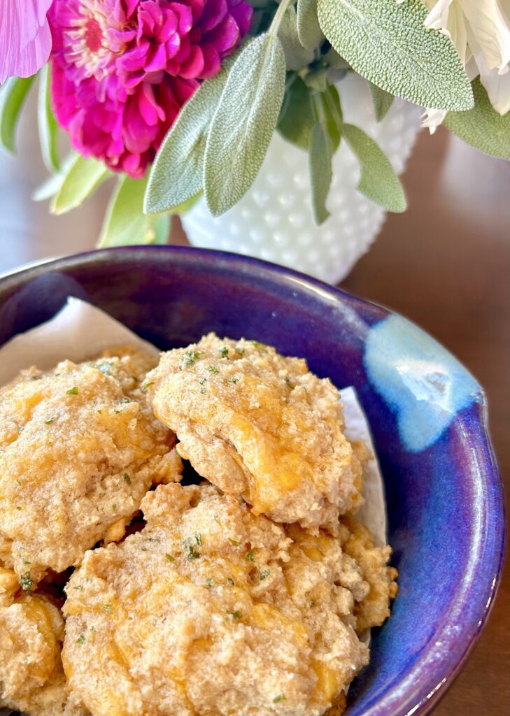 Garlic Cheddar Biscuits with fresh milled flour