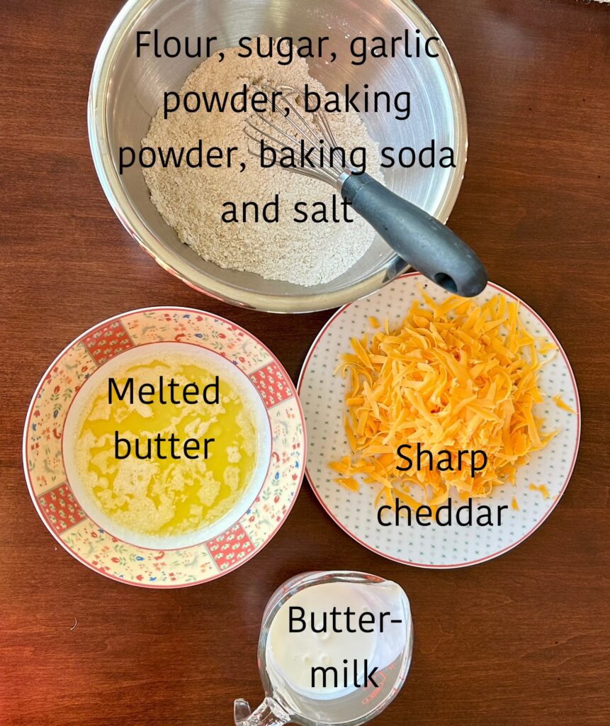 Ingredients for garlic cheddar biscuits