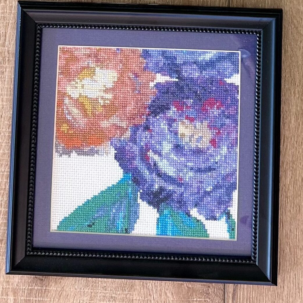abstract flowers cross stitch