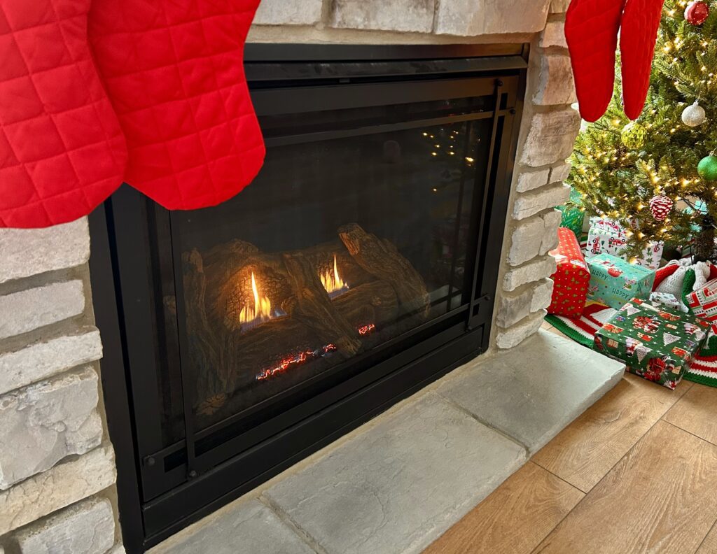holiday fireplace scene