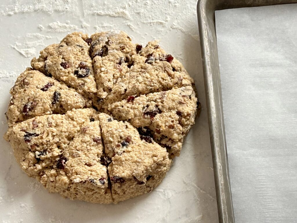 cranberry orange scone dough disc