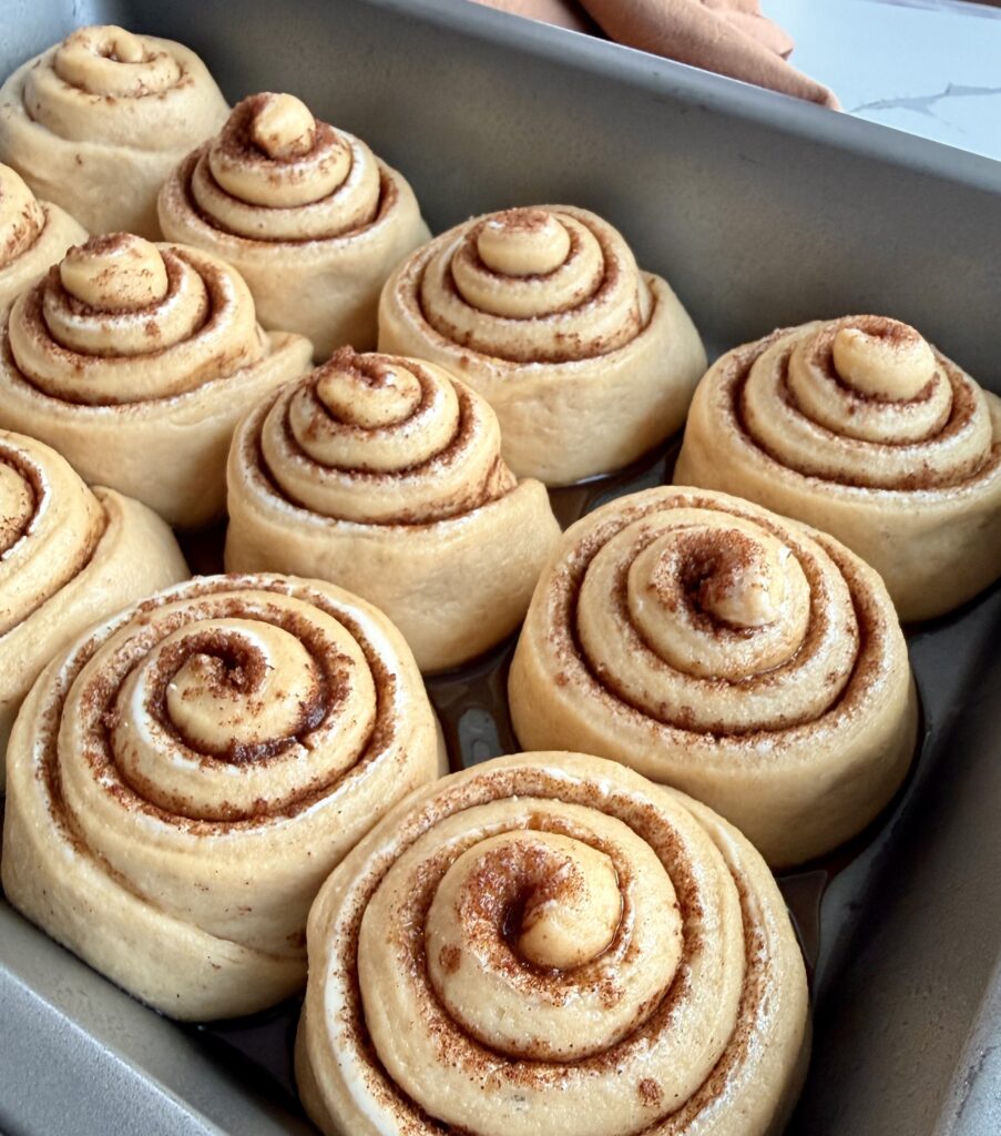 Cinnamon rolls ready to be baked