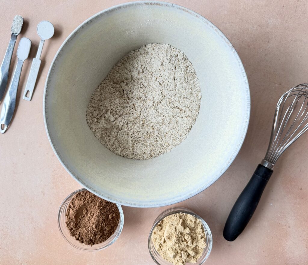 dry ingredients for making Chocolate S'mores Cookies with Sourdough Discard