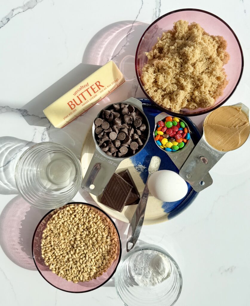 ingredients needed for Peanut Butter Chocolate Chip Blondies