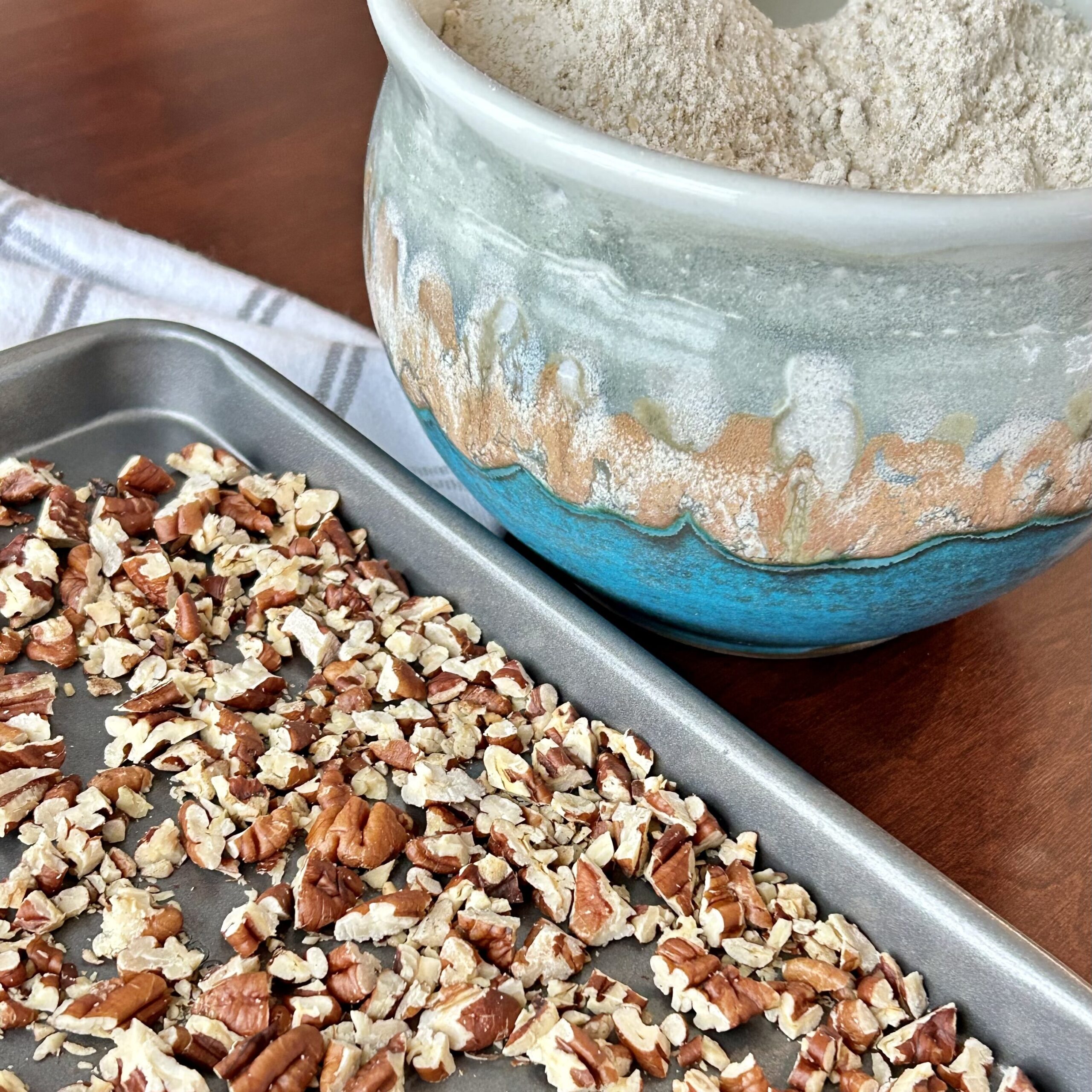 toasted pecans and fresh milled flour