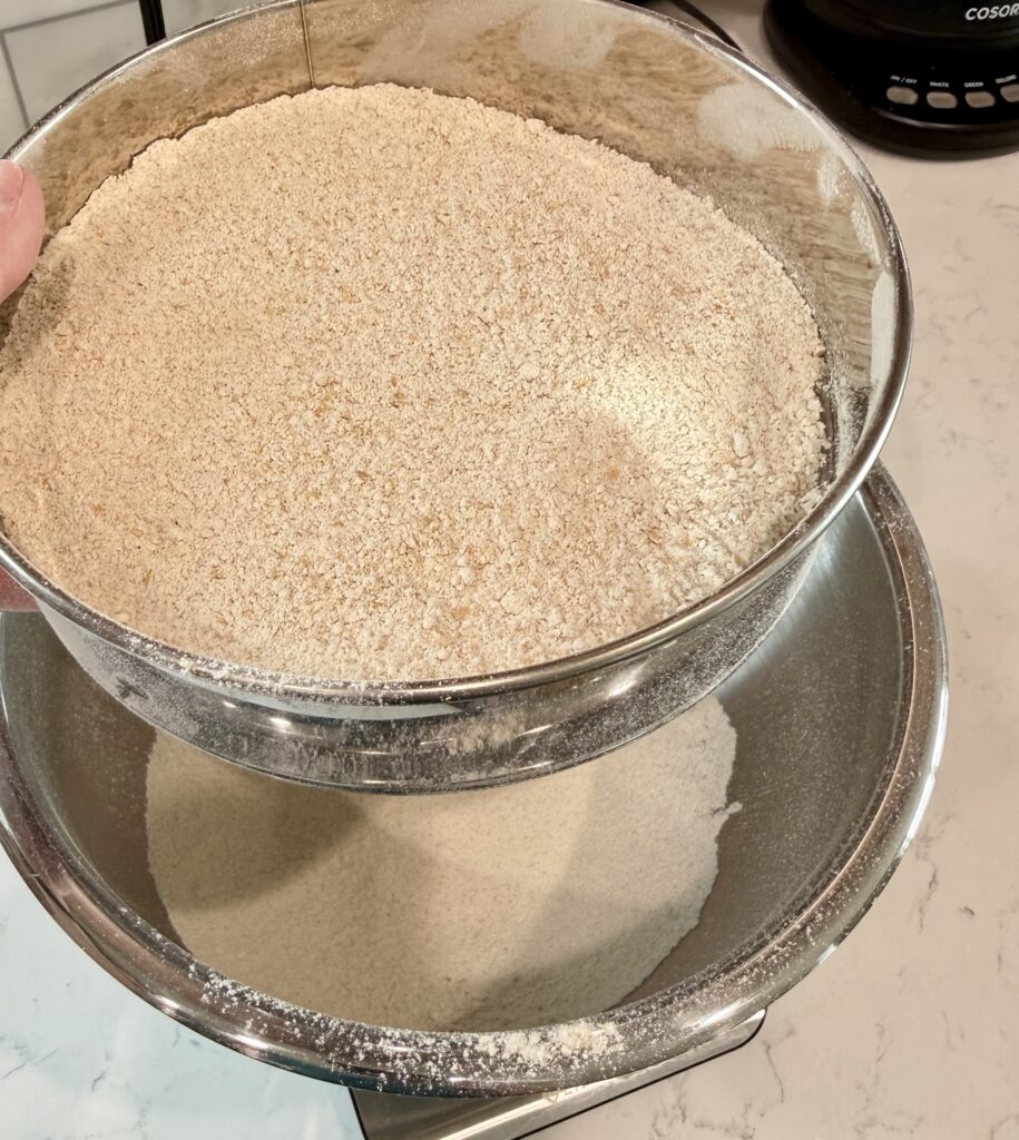 Sifting fresh milled flour