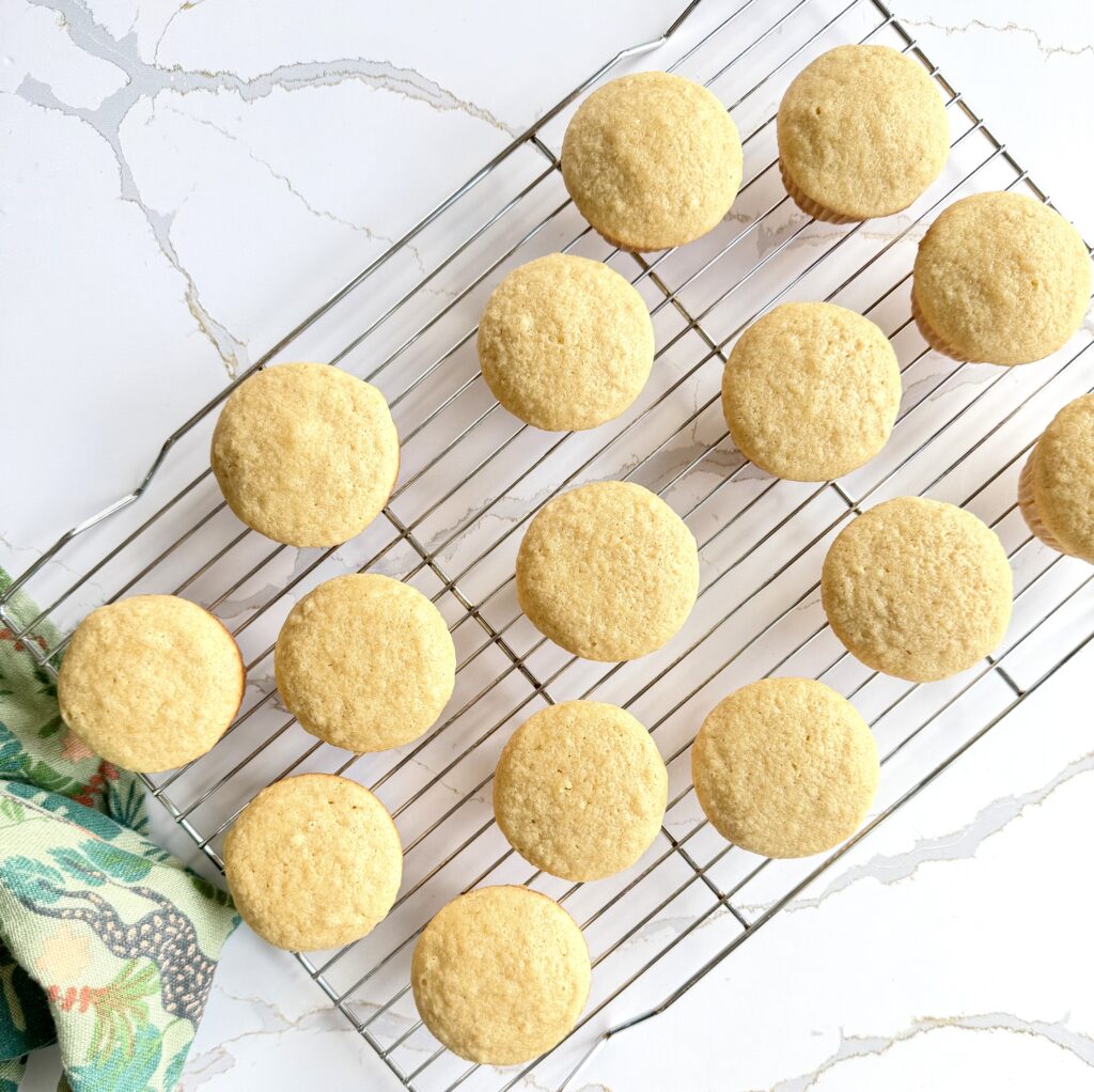 unfrosted vanilla cupcakes with fresh milled flour
