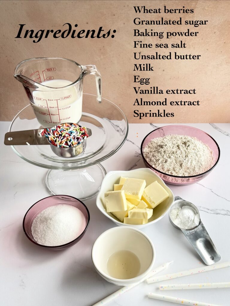 Ingredients for birthday cake scones