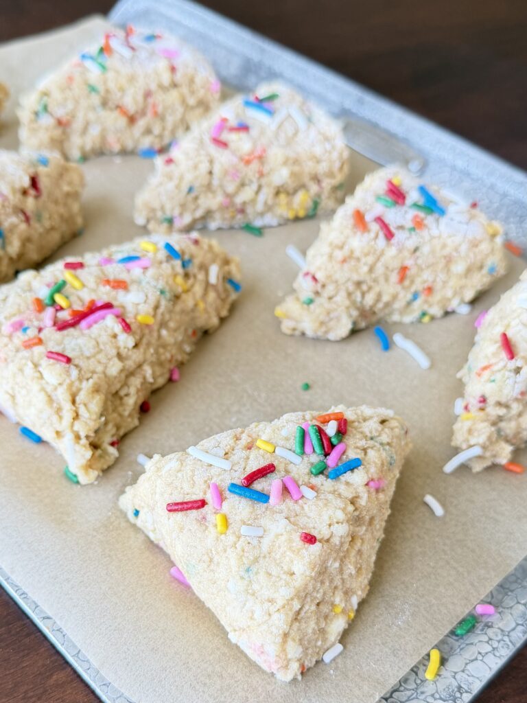 Pre-baked birthday cake scones